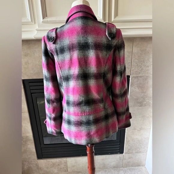 Pendleton Women’s PinkGrey Plaid Wool Blend Double Breasted Button Jacket Medium - Picture 2 of 11